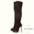 Damen Overknee Stiefel mit Plateau und hohem Stilettoabsatz – Langer Stretchschaft